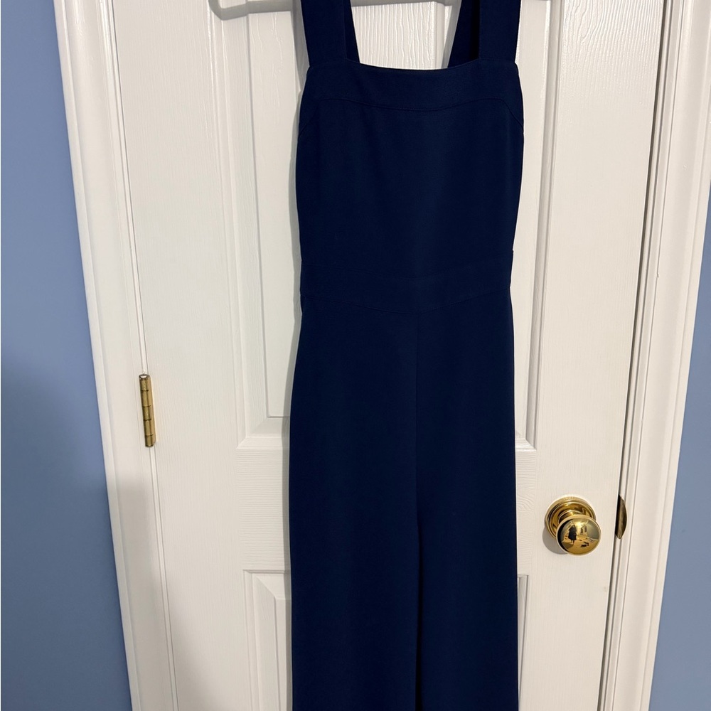 Madewell Navy Square-Neck Wide-Leg Jumpsuit